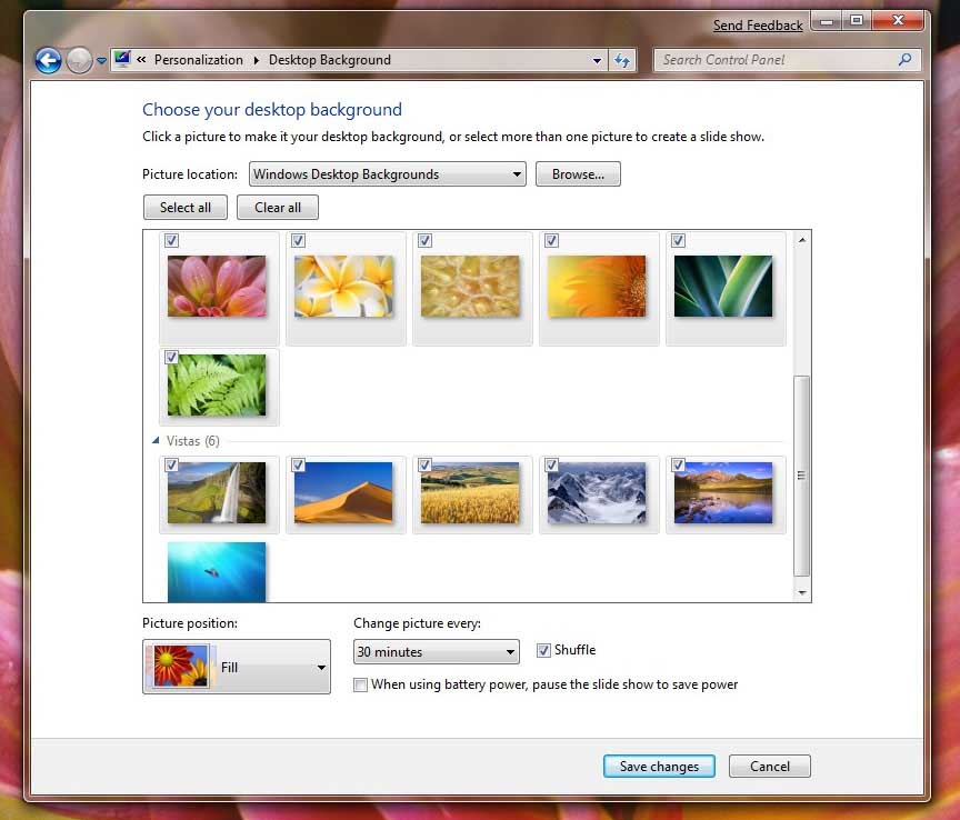 Alcune delle immagini di default presenti dopo l'installazione