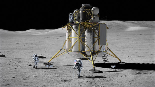 Rendering di una futura missione sulla Luna, prevista per il 2020