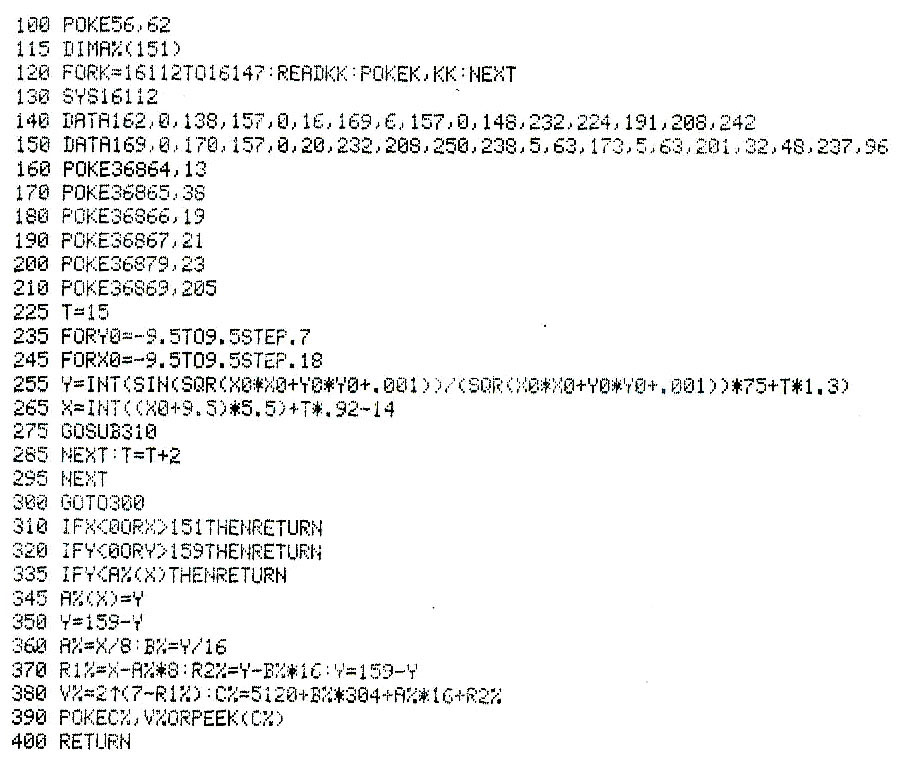 Listato BASIC per VIC-20 - Clicca per ingrandire...