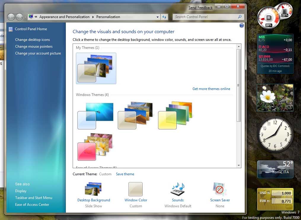 Preferenze desktop di Windows 7 (beta)